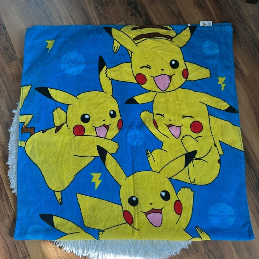 Pokemon Pikachu Cotton Blue and Yellow Beach Bath Towel